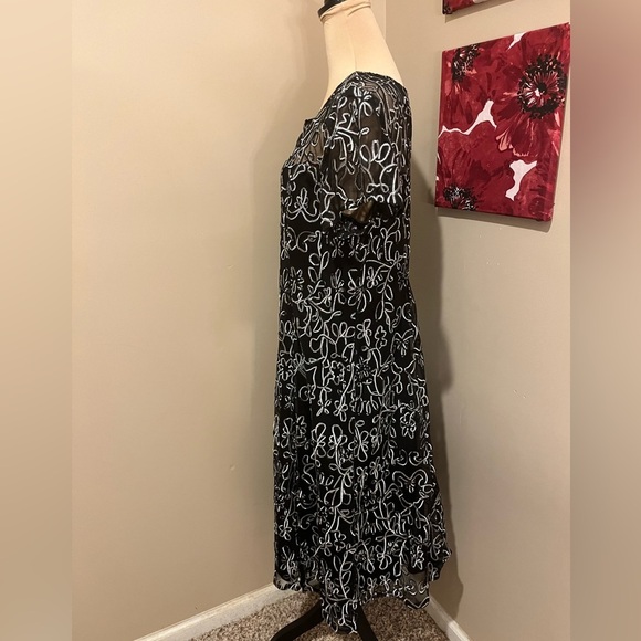 SLNY Fashions 9120251 Midi Soutache Black & Ivory Cocktail Dress, size 16 - Picture 4 of 9